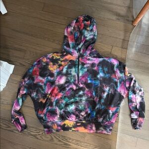 Forever 21 Multicolor Tie-Dye Half-Zip Hoodie